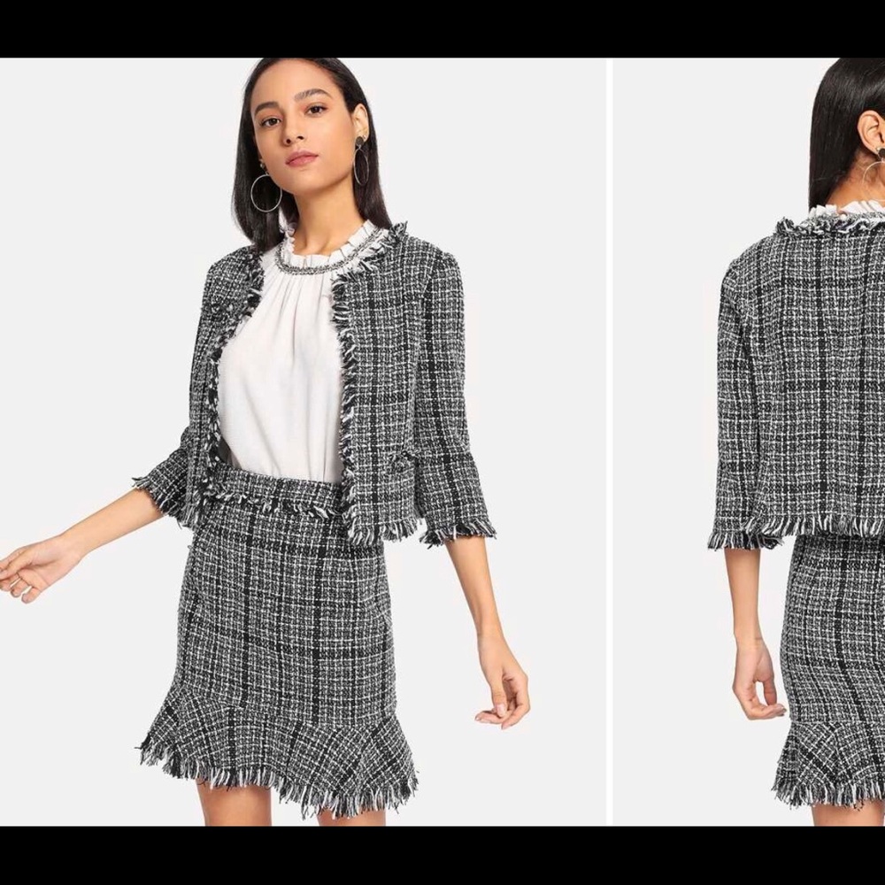Tweed Blazer & Skirt Set